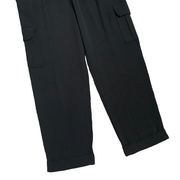 Joe Benbasset Black Paperbag Waist Cuffed Cargo Pants Lightweight Juniors Large - Picture 5 of 14